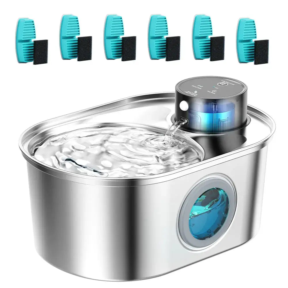 108oz/3.2L Stainless Steel Wireless Cat and Dog Drinker Rechargeable Automatic Pet Drinker Water Fountain Motion Sensor