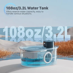 108oz/3.2L Stainless Steel Wireless Cat and Dog Drinker Rechargeable Automatic Pet Drinker Water Fountain Motion Sensor