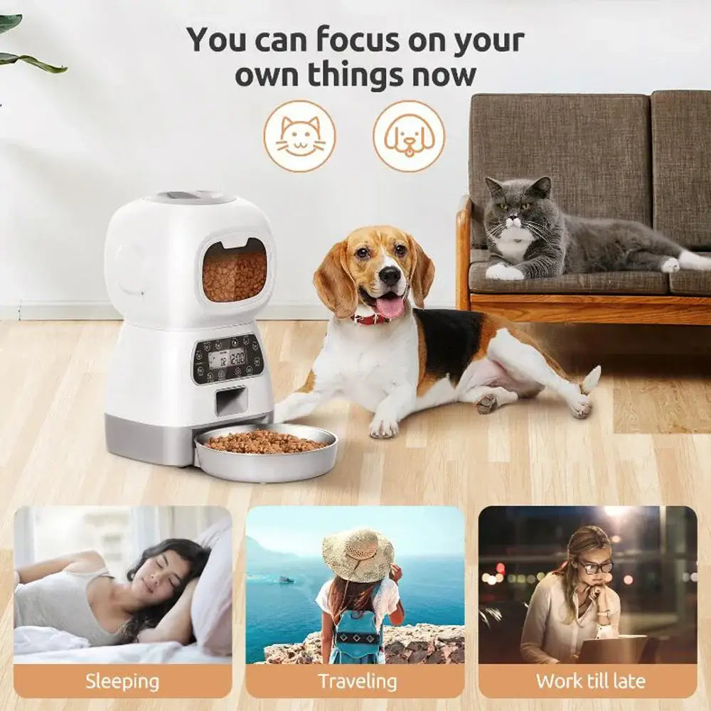 3.5L Automatic Pet Feeder For Cats WiFi Smart Swirl Slow Dog Feeder With Voice Recorder Large Capacity Timing Cat Food