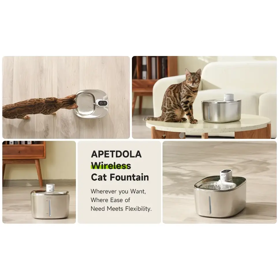 APETDOLA 4L Wireless Cat Water Fountain Auto Sensor Drinking Fountain For Cats Dog Drinker Pet Water Dispenser