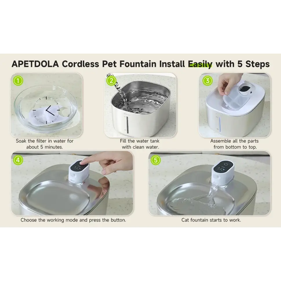 APETDOLA 4L Wireless Cat Water Fountain Auto Sensor Drinking Fountain For Cats Dog Drinker Pet Water Dispenser