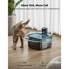 DownyPaws 2.5L Automatic Stainless Steel Cat Water Fountain 4000mAh Wireless Pet Drinker Battery & Sensor 2 in 1