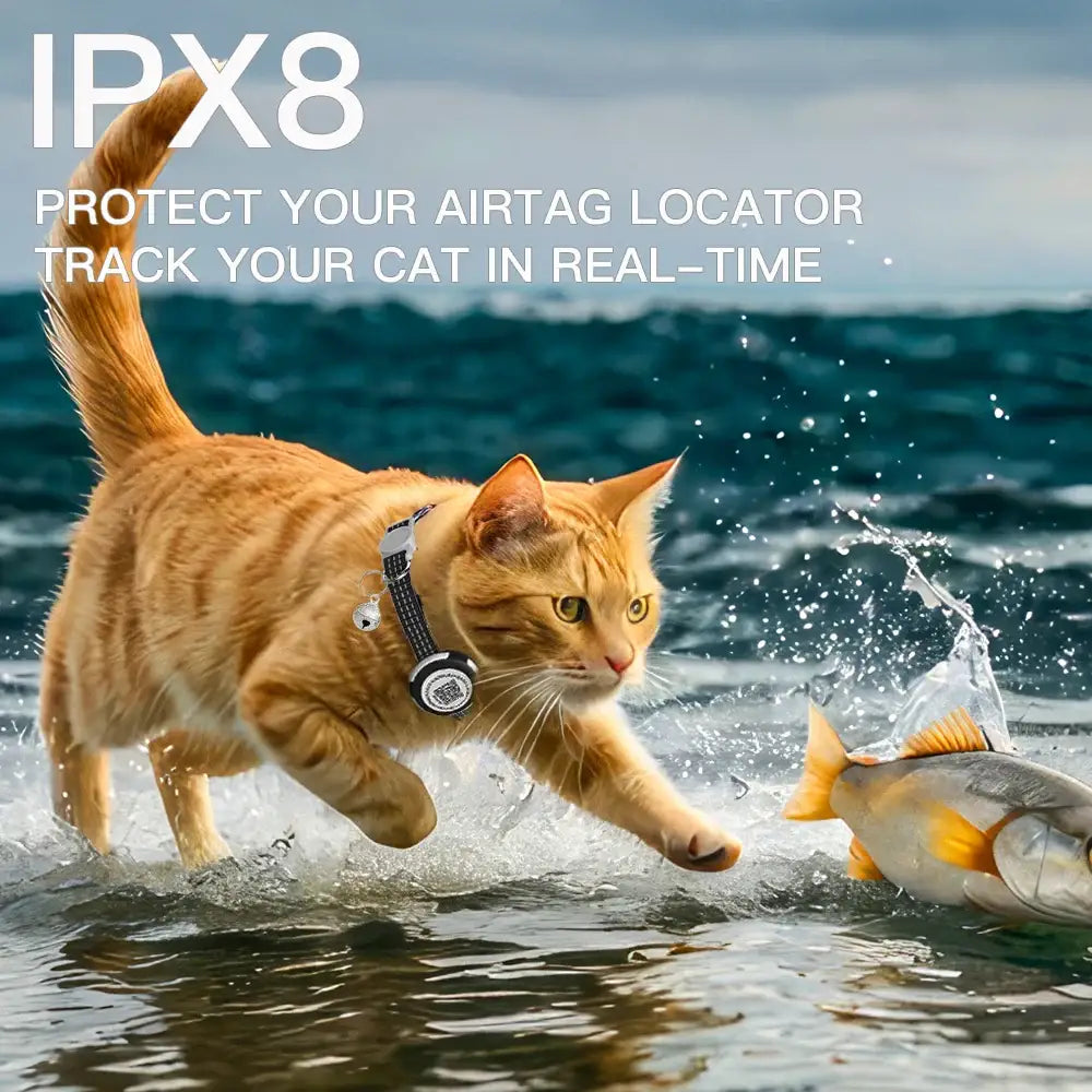 GPS Tracker Cat Collar with Airtag Case & QR ID Tag Dual Protection Reflective Kitten Collar for Cats Gatos Puppy Air