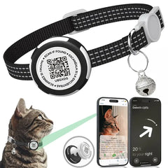 GPS Tracker Cat Collar with Airtag Case & QR ID Tag Dual Protection Reflective Kitten Collar for Cats Gatos Puppy Air