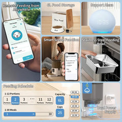 PAPIFEED Smart Automatic Cat Feeders WiFi Pet Feeder with APP Control for Remote Feeding Detachable for Easy Clean Cat