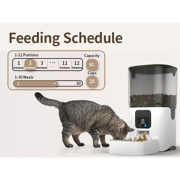 PAPIFEED Smart Automatic Cat Feeders WiFi Pet Feeder with APP Control for Remote Feeding Detachable for Easy Clean Cat