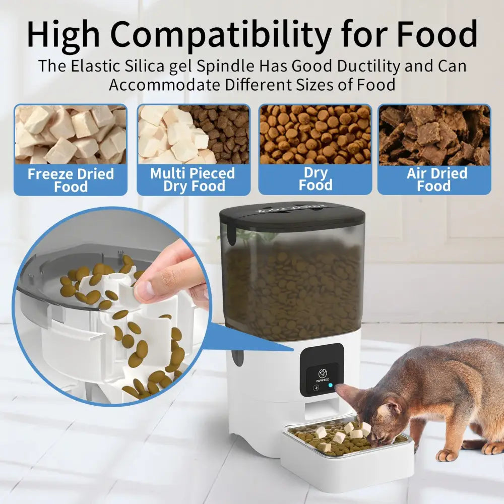 PAPIFEED Smart Automatic Cat Feeders WiFi Pet Feeder with APP Control for Remote Feeding Detachable for Easy Clean Cat