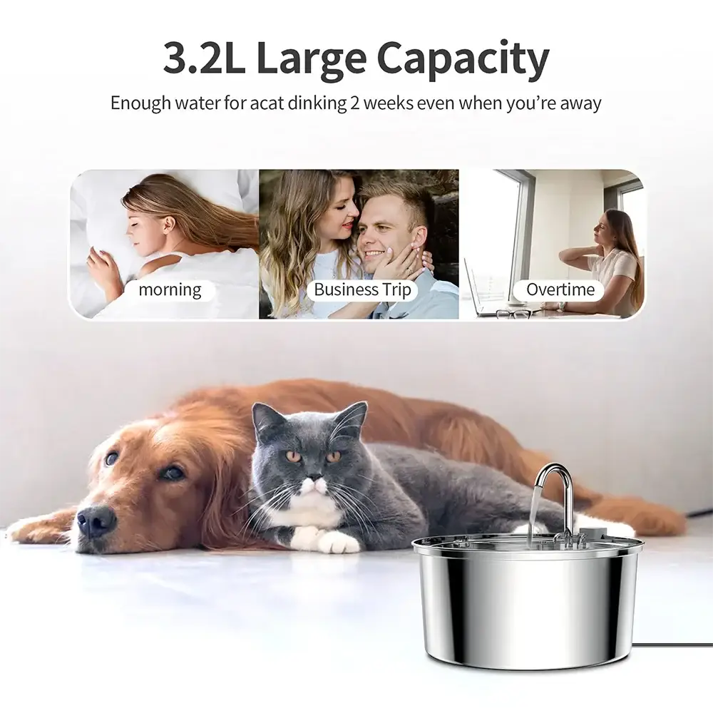 Stainless Steel Pet Water Feeder Cat Automatic Water Fountain USB Electric Mute for Cat Dog Filter Fountain Smart