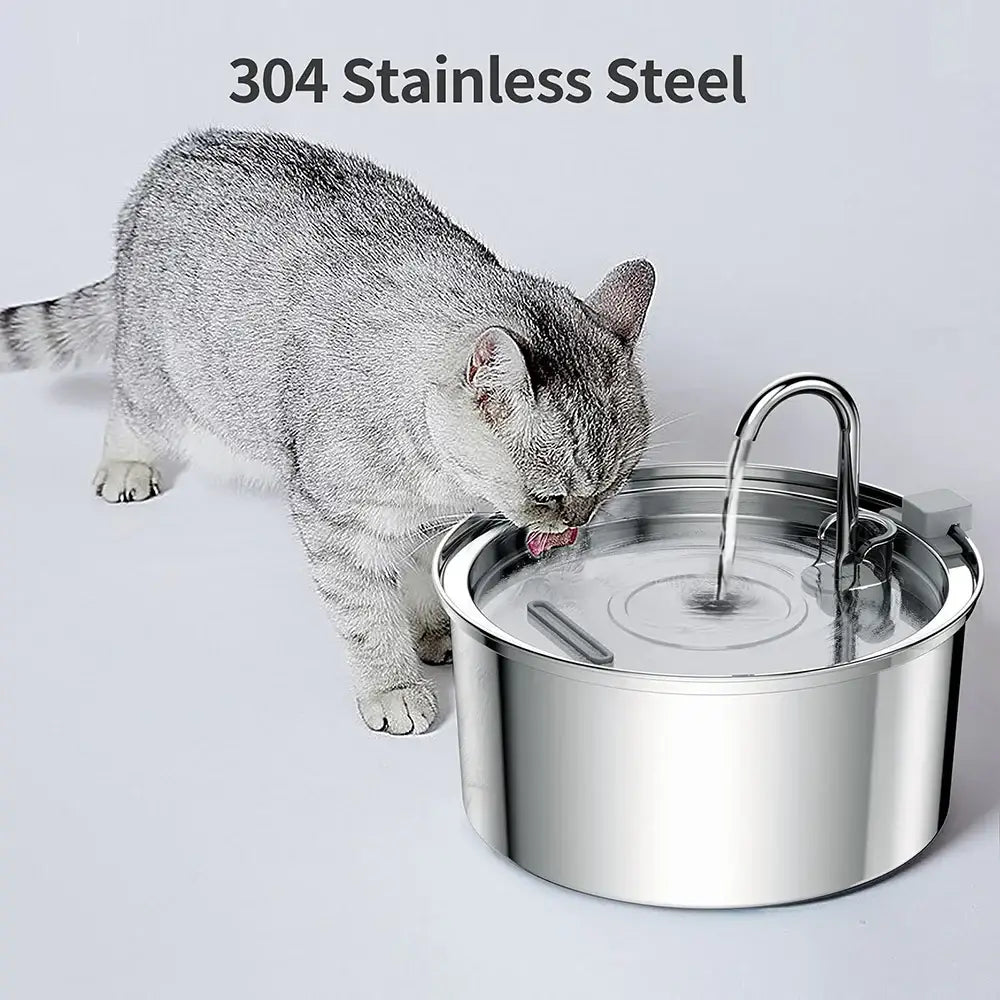 Stainless Steel Pet Water Feeder Cat Automatic Water Fountain USB Electric Mute for Cat Dog Filter Fountain Smart