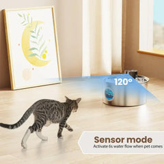 Stainless Steel Wireless Cat Water Fountain Charging Operated Automatic Pet Drinking Fountain Motion Sensor Dog Water